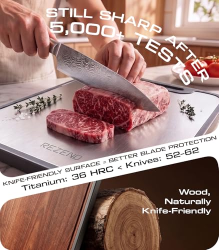 Image of Titanium Cutting Boards for Kitchen, Ebony Wood Cutting Board BPA-Free, Large(15.8 inchx11 inch) Dual-Sided Non Toxic Chopping Board for Hygienic Food Prep, Knife-Friendly, with Juice Groove