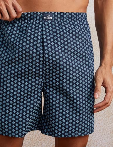 Image of Amazon Brand - Symbol Men's Cotton Printed Boxer Shorts (Combo Pack of 2) Casual | Underwear | Half Pants | Short Pant - Regular Fit with Back Pocket