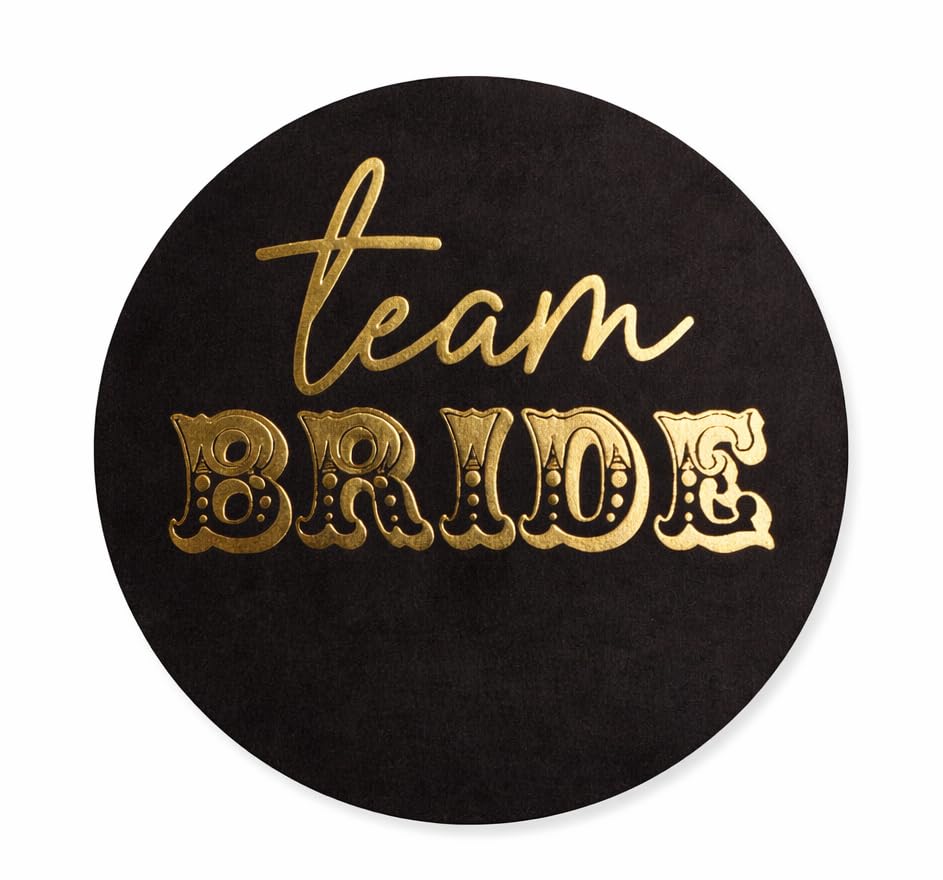 35 x Black Team Bride Shiny Gold Hen Do Hen Party Stickers Favour Shiny Metallic Hen Night Labels