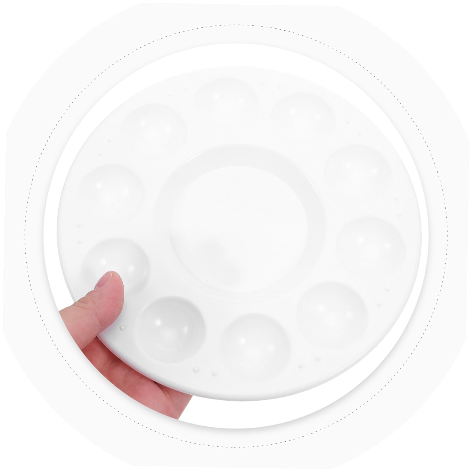 Cabilock 50 Pièces Palette de Peinture Plastique Blanche Ronde avec Plateau pour Aquarelle et Huile Palette Artistique pour Mélange de Couleurs
