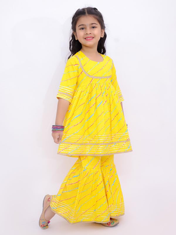 Image of LITTLE GINNIE Girls Kurta Sharara Set | Traditional Ethnic Wear for Kids
