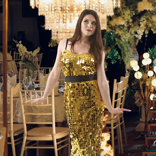 Disfraz dorado con lentejuelas para mujer y niñas miniatura 3