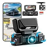 360 Degree View 4 Channel Dash Cam 5G WiFi & APP Control, GEMEK 2K Front and Rear Inside, Left Right Dash Camera for Cars Free 64GB TF Card, G-Sensor, Night Vision, 24H Parking Mode