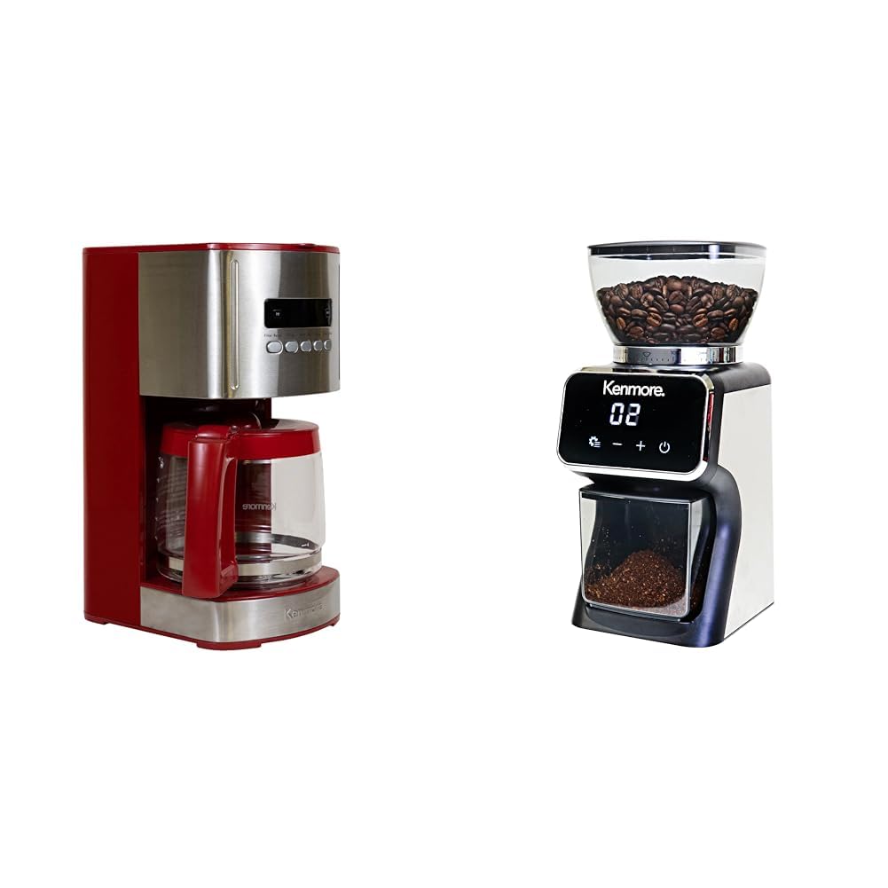 Koolatron Kenmore Aroma Control 12 Cup Programmable Coffee Maker Red and Stainless Steel Drip Coffee Machine Kenmore Conical