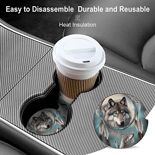 Posavasos para carros con diseño Wolf Dream Catcher 2PCS miniatura 4