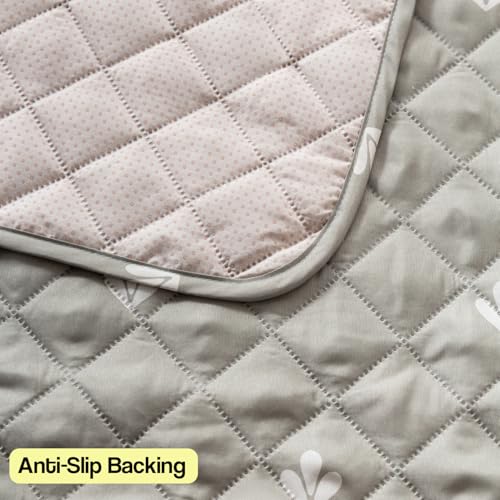 Image of House of Quirk 'Mughal Series' Printed Quilted Sofa Cover for 1 /2 /3 /4 Seater - Anti-Slip, Washable Couch Protector Slipcover (One Seater, Neem Buti, 80x60 cm)