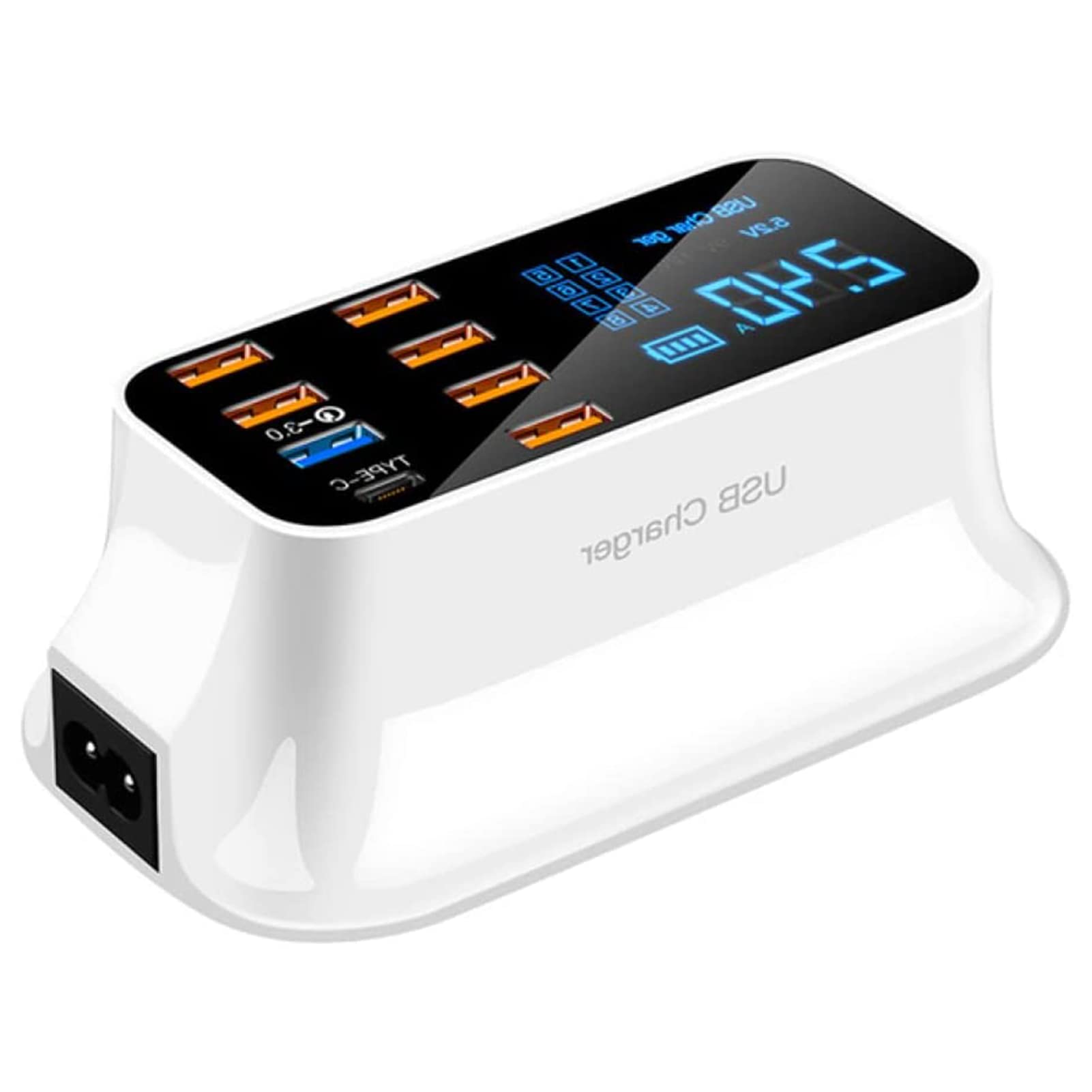 AMPACO 8 Port USB Charger Hub, Quick Charge 3.0, LED Display, Multi USB Charging Station for Cell Phone, Tablets and Other Electronics