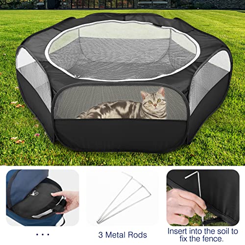 Image of Pawaboo Small Animal Playpen with Zippered Cover, Black