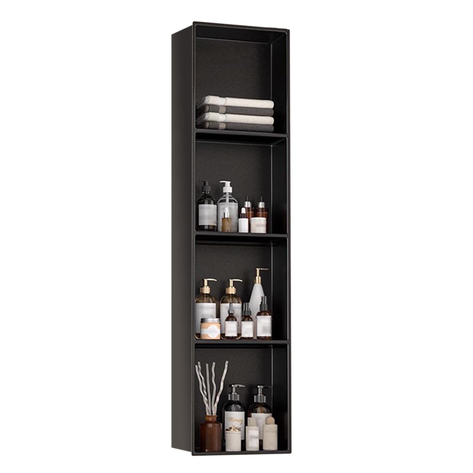 QUSYZD Stainless Steel Shower Niche No Tile Needed Wall Niche Recessed Shower Shelf for Bathroom Storage,Black,120x28cm,Black-120x28cm