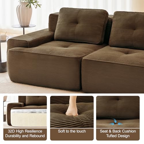 Image of Corduroy Modular Sectional Sofa, Oversized Cloud Couches for Living Room