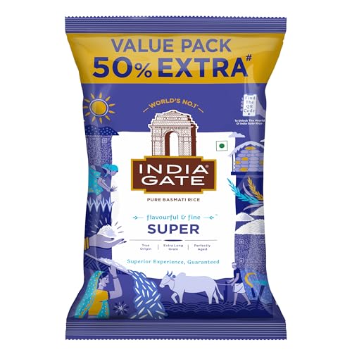 Image of India Gate Flavourful & Fine Super Basmati Rice 1 Kg (with Free 500g) | Perfectly Aged Rice