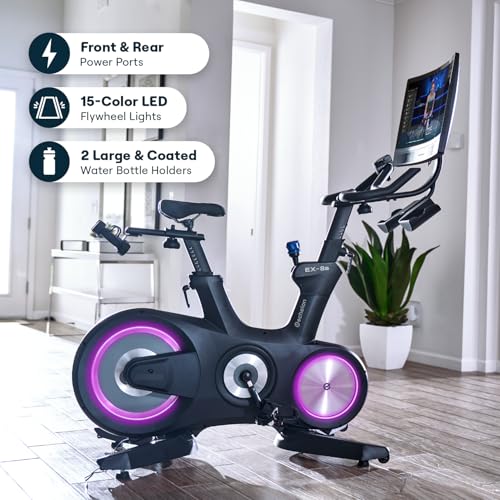 Image of Echelon Connect EX-8s Smart Exercise Bike with 24 Inch HD Touchscreen, LED Flywheel, Bluetooth, 32 Resistance Levels, SPD Pedals, USB Port, Dumbbell Holders & Free 30-Day Echelon Fit App Membership