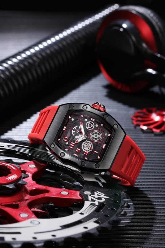 Image of Giordano Square Analog Casual Sporty Watch for Men - Mechanical-Inspired Design dial, Quartz Movement, Silicon Strap and Date Display Function - GZ-50150