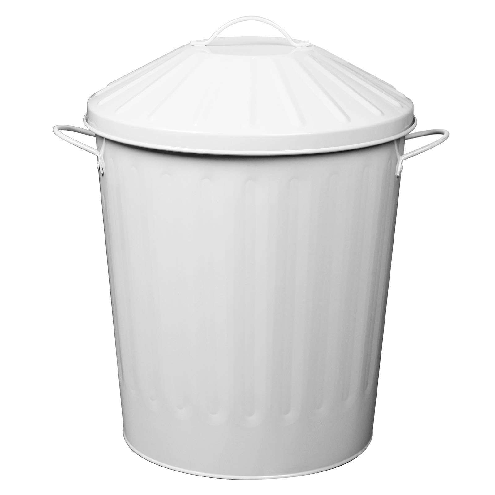 simpa 40L Colourful Vintage Style Metal Tapered Dustbins & Lids - White 46cm (H) x 32.5cm (Dia)