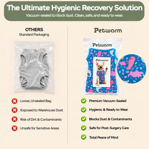 Image of PetWarm Dog Recovery Suit After Surgery, Dog Bodysuit, Substitute E-Collar and Cone, Pet Surgery Recovery Suit, Female Male Dog Onesie for Spay Neuter, Dinosaur Pattern, Multi-Colored, 2XL