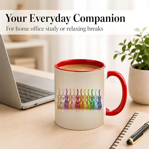 Taza de Cerámica con Diseño de Gatos Arcoíris, 11 oz miniatura 5