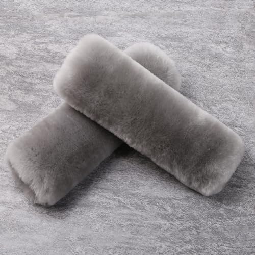 Image of OGLAND 2 Pack Sheepskin Car Seat Belt Cover Pads | Wool Seatbelt Cushions