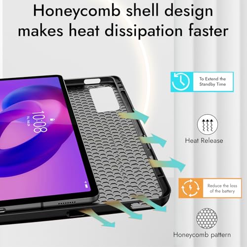 Image of Robustrion Cover for Lenovo Idea Tab Plus 12.1 inch Cover Case with [Pencil Holder], Deer Flip Cover Case for Lenovo Idea Tab Plus Tablet Cover [Auto Sleep Wake Support] - Black