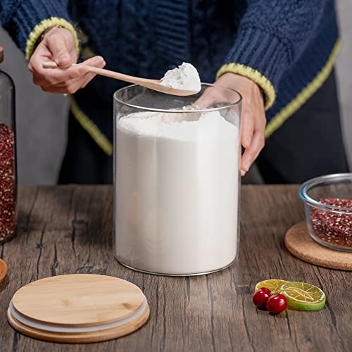 YUNCANG Glass Storage Jars,2 PACK -108oz/3200ml Clear Glass Food Storage Containers with Airtight Bamboo Lid Stackable Kitchen Canisters for Candy,Cookie,Rice,Sugar,Flour,Pasta,Nuts and Spice Jars - Image 6