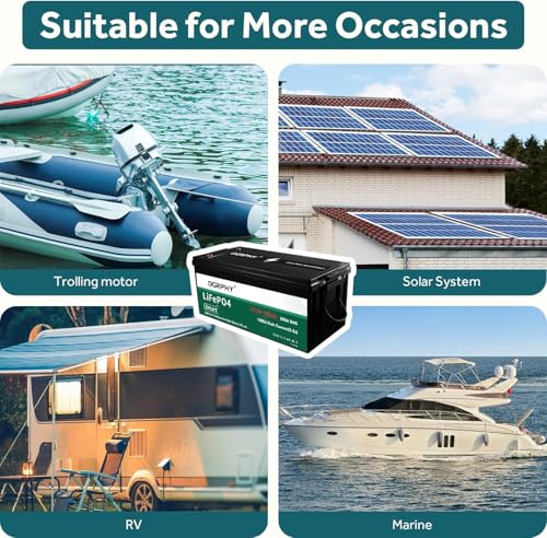 Image of OGRPHY 48V Lithium Golf Cart Battery, with 12V DC Interface, 18A Charger, Touch LCD Monitor, 200A BMS, 1000A(3-5) Peak Current 10 Yrs Lifespan Perfect for Golf Cart, Trolling Motor(51.2V 102Ah)