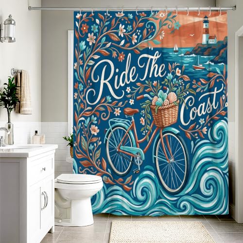 Rideau de douche extra long bleu 183x243 cm en polyester imperméable