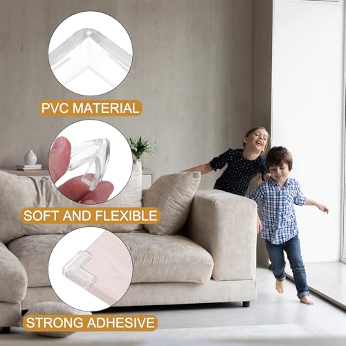 Image of uxcell Corner Protectors, 16 Pcs Table Corner Protectors, Furniture Corner Guard and Edges Safety Bumpers for Table Edges and Sharp Corners (L-Shaped, Clear)