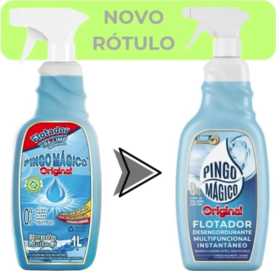 Pingo Mágico Original 1L Flotador Desengordurante Limpeza Pesada Instantânea Multiuso Cozinha