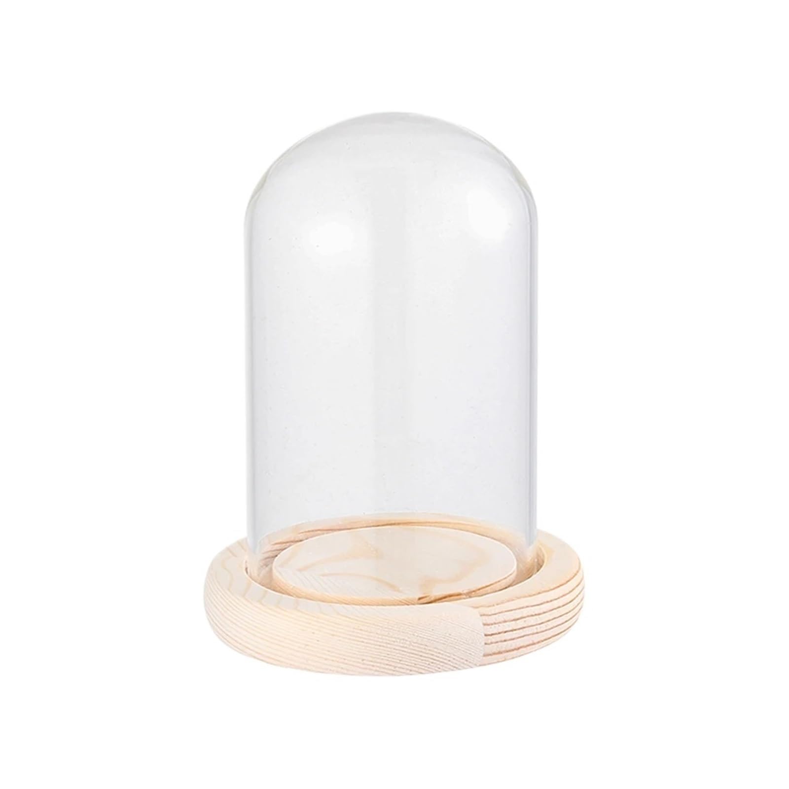 WYQXTY Clear Glass Cloche Display Glass Cloche Dome Display Dust Cover Wooden Base Multiple Sizes 2 Pcs(7x12cm)