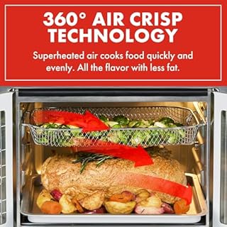 Emeril Lagasse Extra Large French Door Air Fryer Toaster Oven Combo, 24 Cooking Functions and Digital Controls, 7 Accessories Included, Stainless Steel Finish, 26QT Capacity