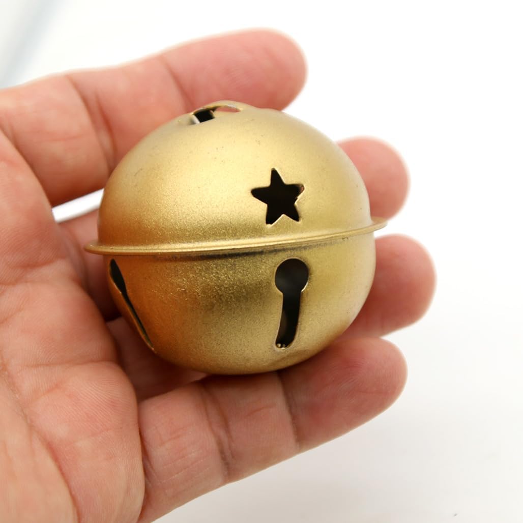Decorative Round Bells - Metal Jingle Bells for Party, Home, Christmas, Diameter 1-31/32-in (5 cm) (Matte Gold, 6)