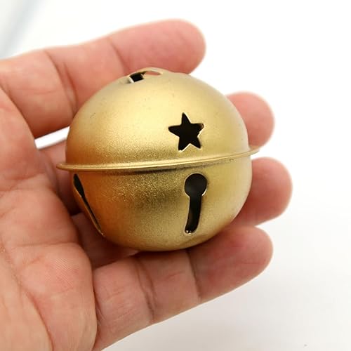 Miniatura 6 de LXZ Campanas redondas decorativas  Cascabeles de metal para fiestas, hogar, Navidad, diámetro de 1-3132 pulgadas (2.0 in) (oro, 6)