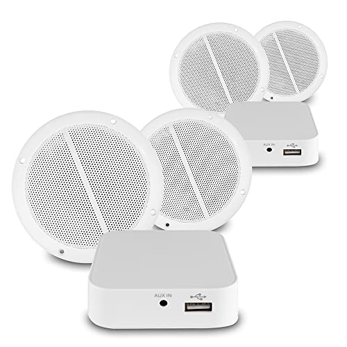 Power Dynamics WT10SET Multi Room Ceiling Speaker System - Wi-Fi Amplifier & Smart 5.25 Marine Speakers, App-Controlled for Home & Commercial Use, 2-Zone WiFi Ceiling Speaker Systems