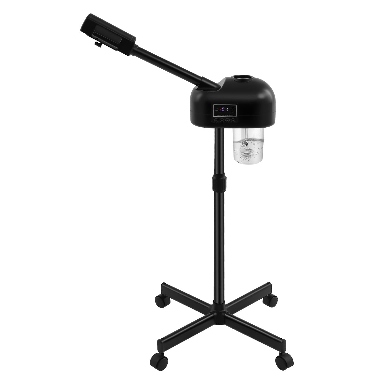 750 W Vapozone Esthetique Professionnel Ecran LCD, Vaporisateur Visage Vertical avec Minuterie et Buse 360 °, 58-68cm Hauteur Réglables, Vaporisateur de Sauna Facial