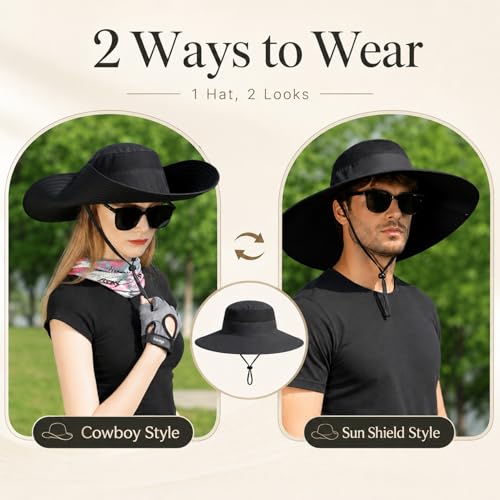 Image of Wide Brim Sun Hat for Men Women UV Protection Ventilated Summer Hats for Fishing Hiking Garden Beach