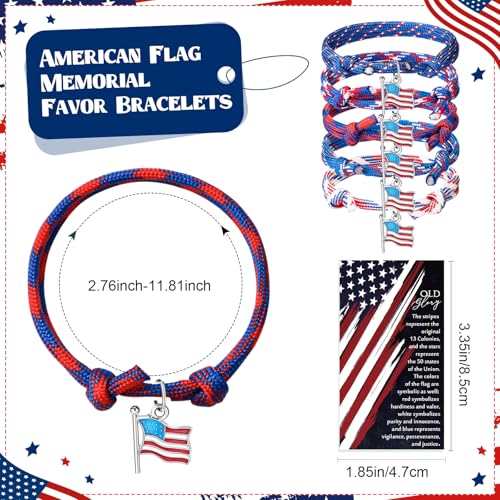 Liliful Veterans Day Gifts Bulk Patriotic Bracelets American Flag Bracelets Adjustable USA Independence 4th of July Gifts with Inspirational Card for Women Men Party Favors Celebration - Image 3