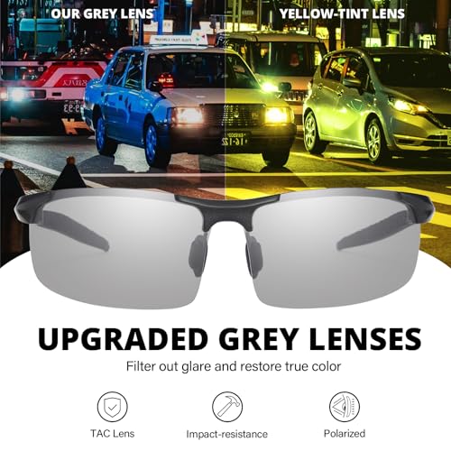 LVIOE CAT.2 Night Vision Glasses for Driving Ultra Light Al-Mg Polarized Sunglasses Men Reduce Glare for Day & Night N8177G3