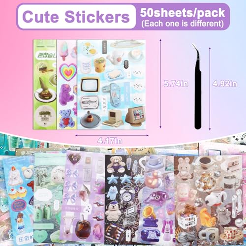 Image of 800Pcs Cute Scrapbook Stickers Travel Japanese Sticker Book for Adult Kawaii Korean Stickers for Journaling Heisei Retro Aesthetic Sticker Bulk Manga Style Decor for DIY Crafts Junk Journal Gifts Sea
