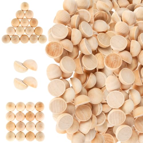Recopilación de Madera sin acabado Top 5. 40 400 cuentas de madera de 20 mm sin acabar redondas de madera dividida, mini cuentas de madera semicirculadas sin agujero, bolas de madera de media esfera para manualidades,...