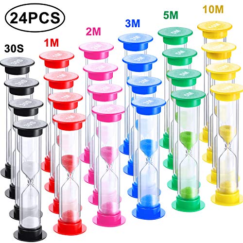 24 Pieces Sand Timer Plastic Sandglass Timer Colorful Hourglass Timer Sand Clock Timer