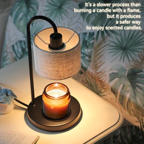 FINCMY Candle Warmer Lamp with Timer, Dimmable Candle Wax Warmer Electric Candle Warmer with Replacement Bulbs, Bedroom Home Decor Compatible with Various Candles (Linen) — view 6