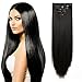 OneDor 24" Straight Full Head kanekalon Futura Heat Resistance Hair Extensions Clip On/in Hairpieces 7pcs 140g (Straight 2#-Darkest Brown)