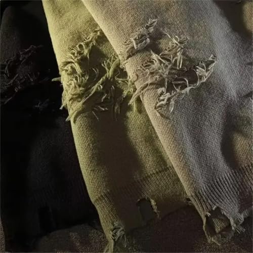 Men's Vintage American Style Knitted Sweater - Casual Loose Long Sleeve Crew Neck High Street Pullover4