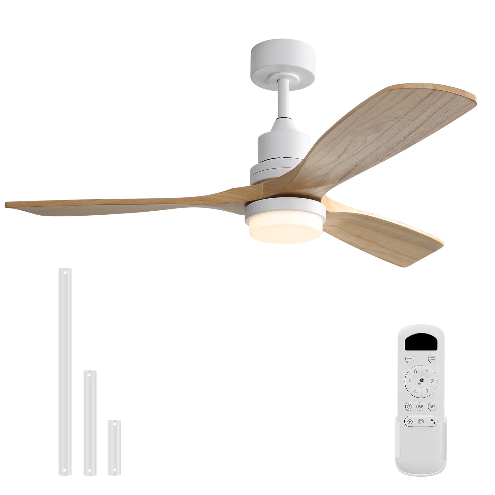 SofucorLow Profile Ceiling Fan With Lights Remote Control 52 Inch Flush Mount Ceiling Fan Modern Wood Blade Fan For Bedroom Living Room Indoor Outdoor Farmhouse Patio, Noiseless DC Motor