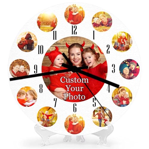 Brocade Creek Horloge Murale Photo personnalisée Famille Maman Anniversaire Mariage Anniversaire décoration Cadeaux (13 Photos) 25/30 cm