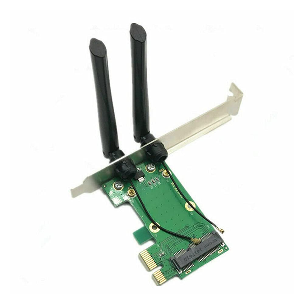 Wireless Network Card WiFi Mini PCI-E Express To PCI-E Adapter 2 Antenna External Pc I.135510909 Wireless Network Card WiFi Mini PCI-E Express To PCI-E Adapter 2 Antenna External Pc I.135510909