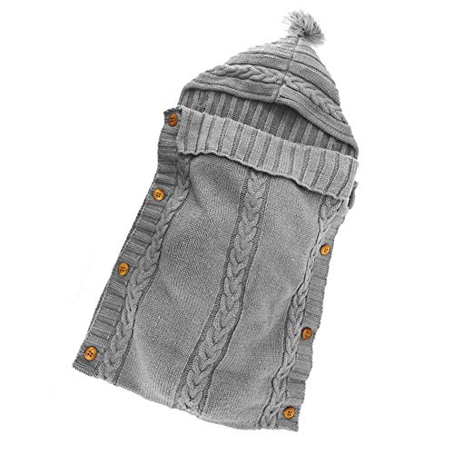 Image of XMWEALTHY Newborn Baby Wrap Swaddle Blanket Knit Wrap Blanket Bag Receiving Blankets Stroller Wrap for Baby Dark Grey 0-6 Month