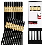 Chinesische Stäbchen ,10 Paar Stäbchen Zum Essen, Essstäbchen Spülmaschinenfest, Wiederverwendbar,Schwarz Legie Rungrutschfeste für Chinese Cuisine, Japanese Sushi (24CM)