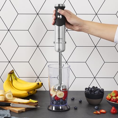 Princess 221221 - Set de batidora de mano XL con control de velocidad, 1000 W, incluye taza de medir XL, picador XL y batidor, acero Inoxidable, acabado de goma, negro - imagen 3