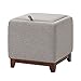 LFF- nowoczesny drewniany tapicerowany podnóżek otomana kwadratowy stołek do przechowywania z 4 nogami i pokrywą (kolor: jasnoszary)