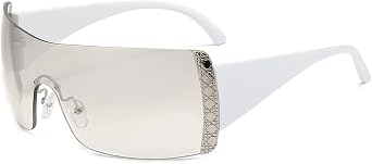 LJCZKA Retro Square Sunglasses for Women Rimless Oversized y2k Rimless Sunglasses One Piece Shades UV400 Protection